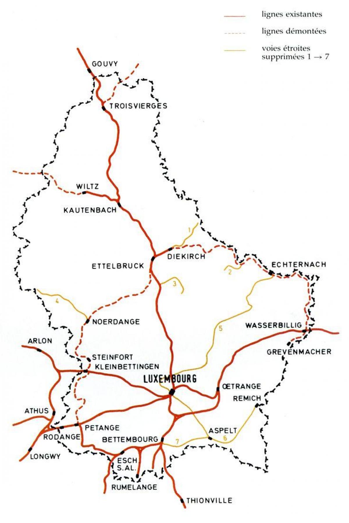 لوکزامبورگ راه آهن نقشه